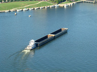 Close-up of a barge on the Allegheny River