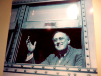 Reproduction photograph of FDR on the train