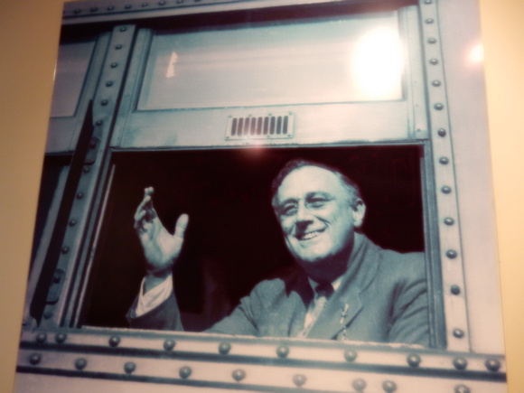 Reproduction photograph of FDR on the train